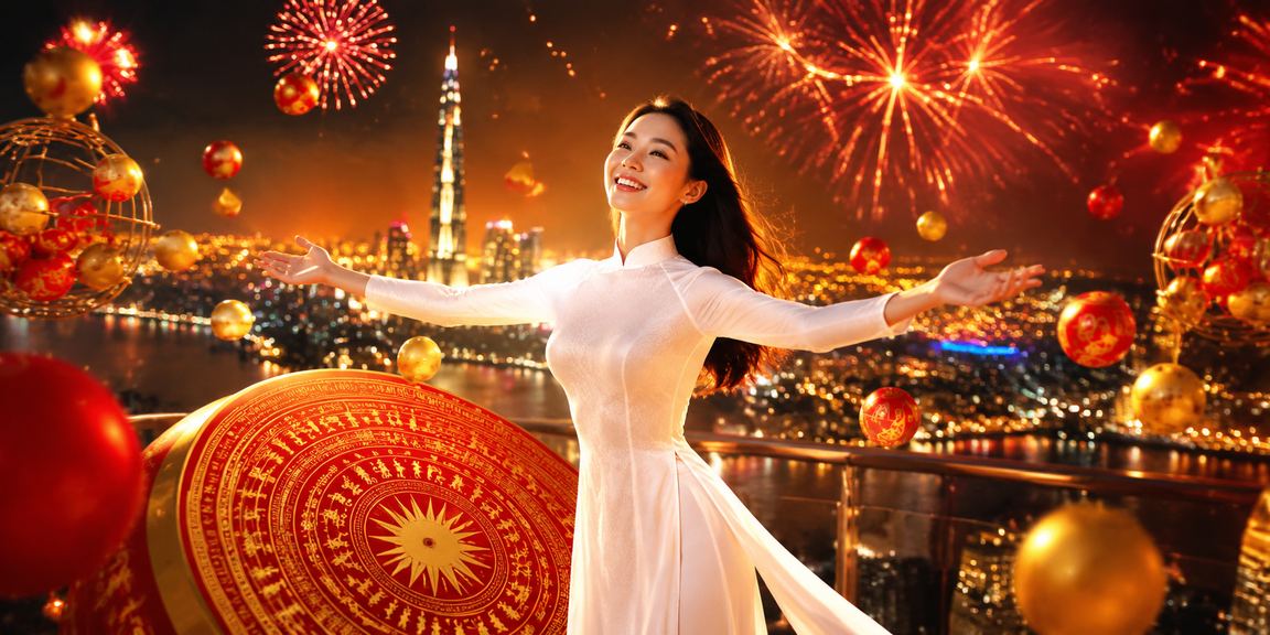 Người phụ nữ mặc áo dài tại Hồ Chí Minh tham gia xổ số và trò chơi trực tuyến vui vẻ
